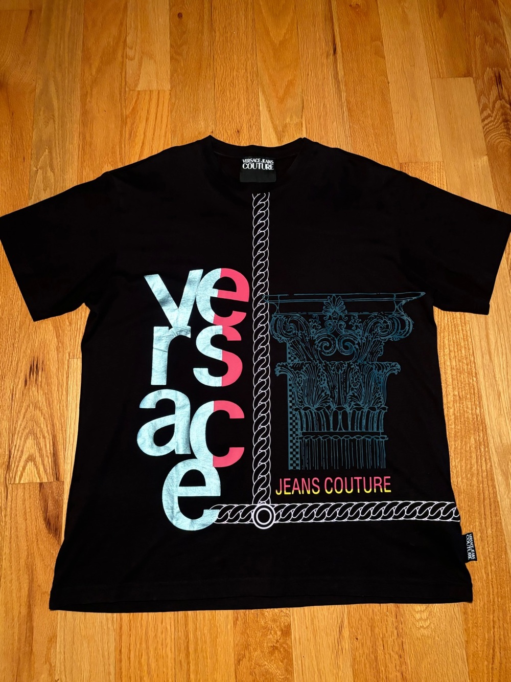 Versace Greek Column Spellout Tshirt, NWOT